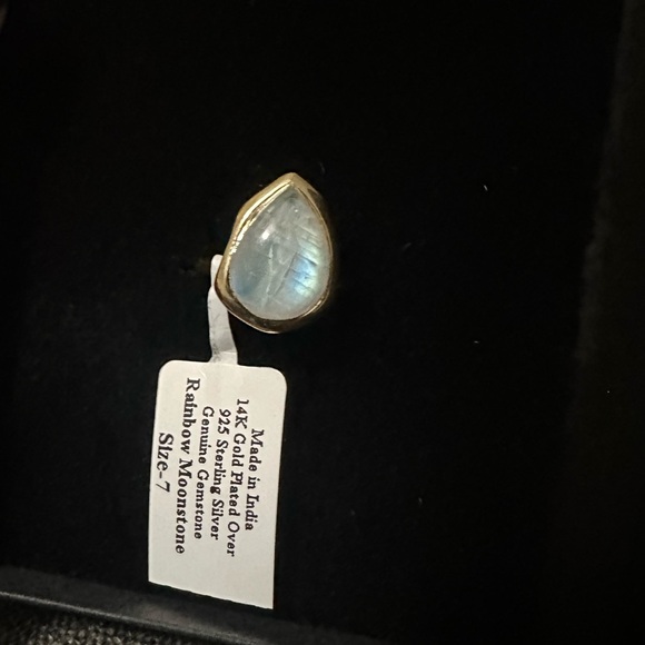 14K Gold Plated 925 Sterling Silver Rainbow Moonstone Ring 7 - Picture 11 of 13